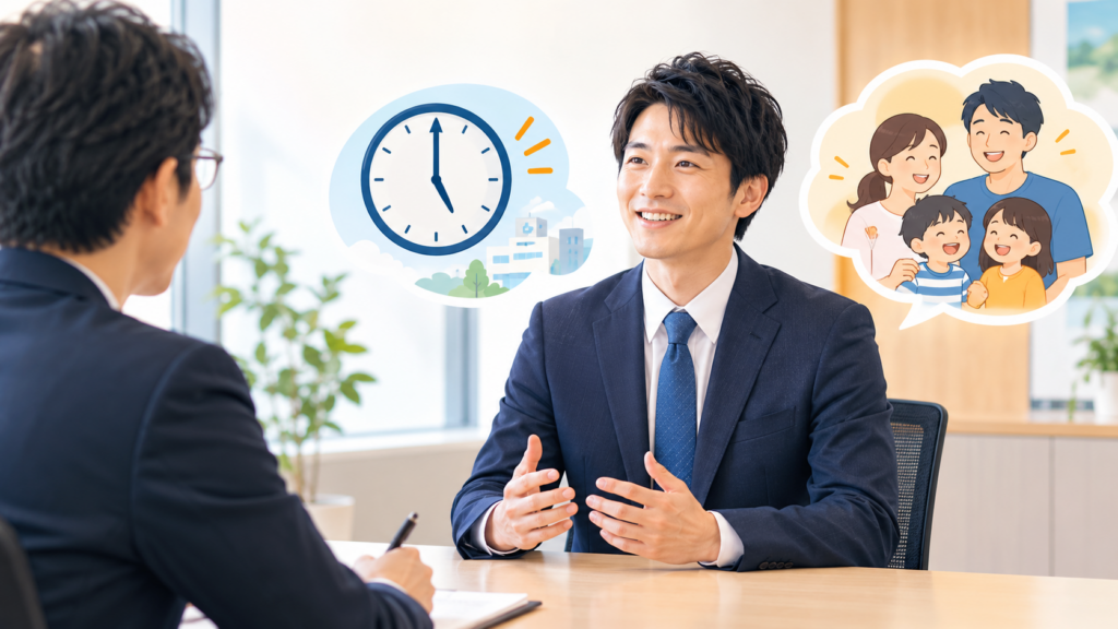 子育て中の理学療法士が転職面接で残業できない条件をポジティブに伝えるアイキャッチ画像