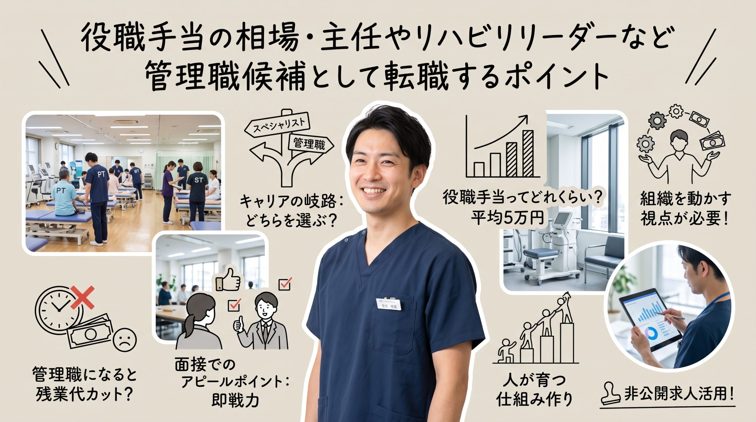 役職手当の相場・主任やリハビリリーダーなど管理職候補として転職するポイント